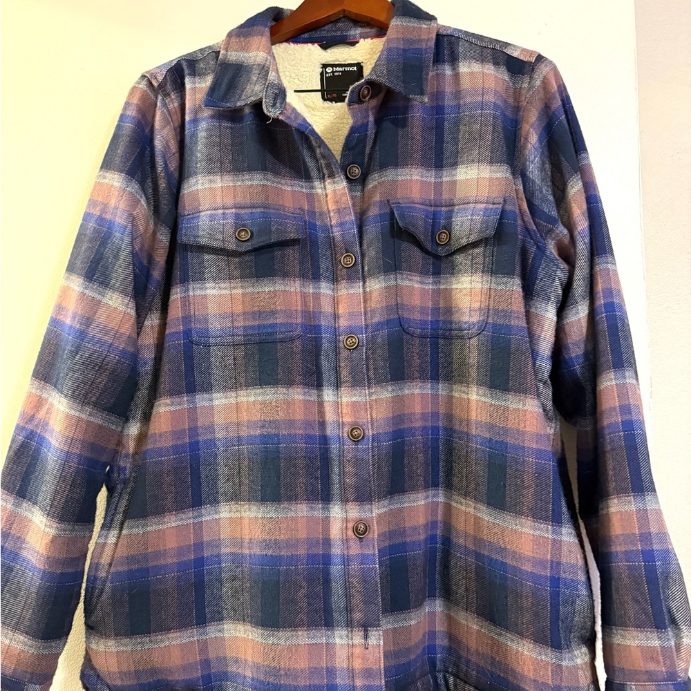 Marmot Checkered Utility Jacket in Purple and Pink